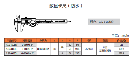 上工数显卡尺（防水）
