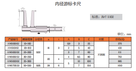 上工内径游标卡尺